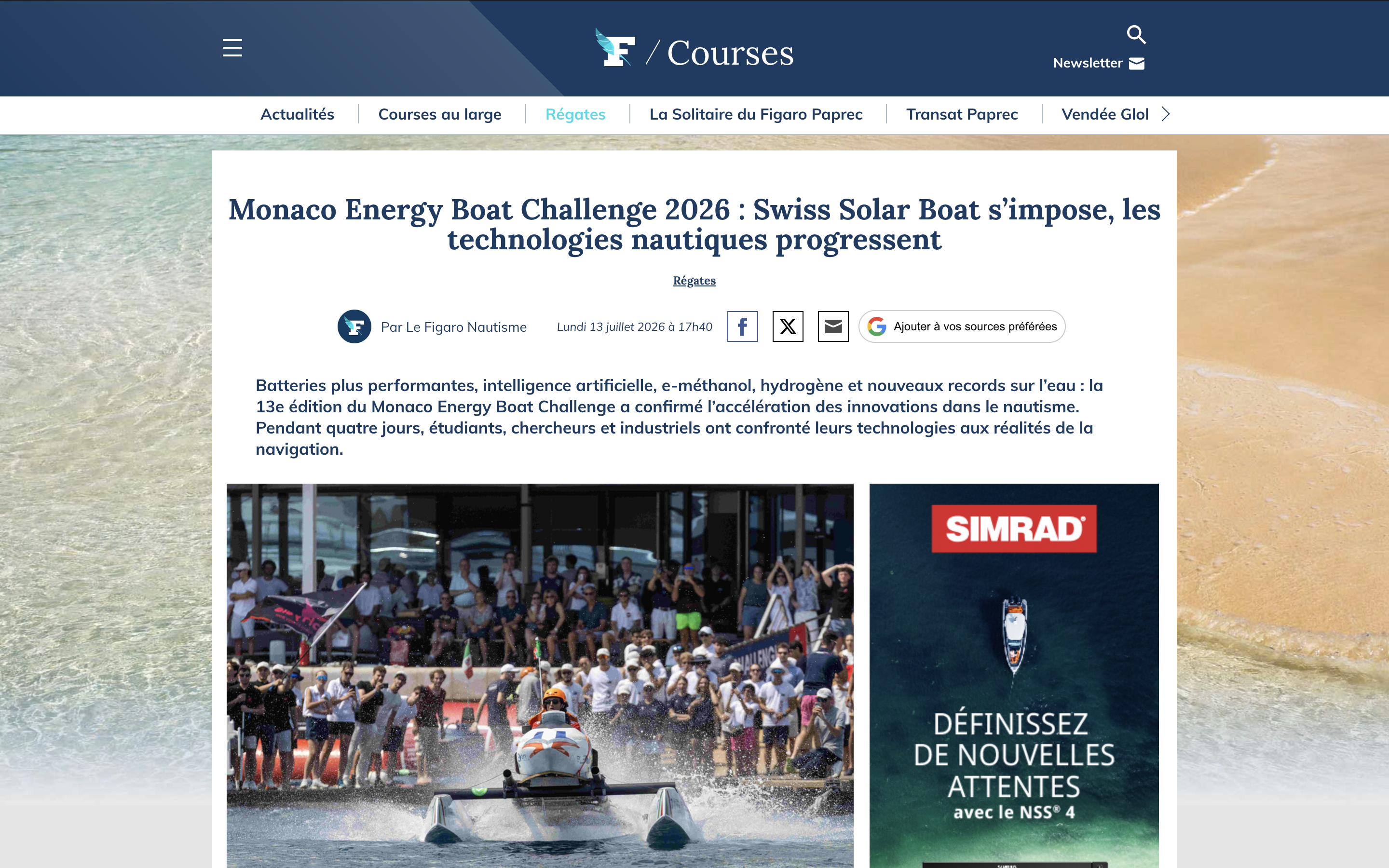Monaco Energy Boat Challenge 2026 : Swiss Solar Boat s’impose, les technologies nautiques progressent